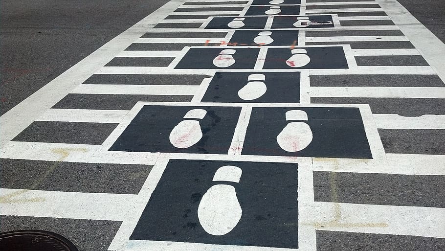 crosswalk, footprints, pedestrian, traffic, crossing, foot, walk, asphalt, feet, street