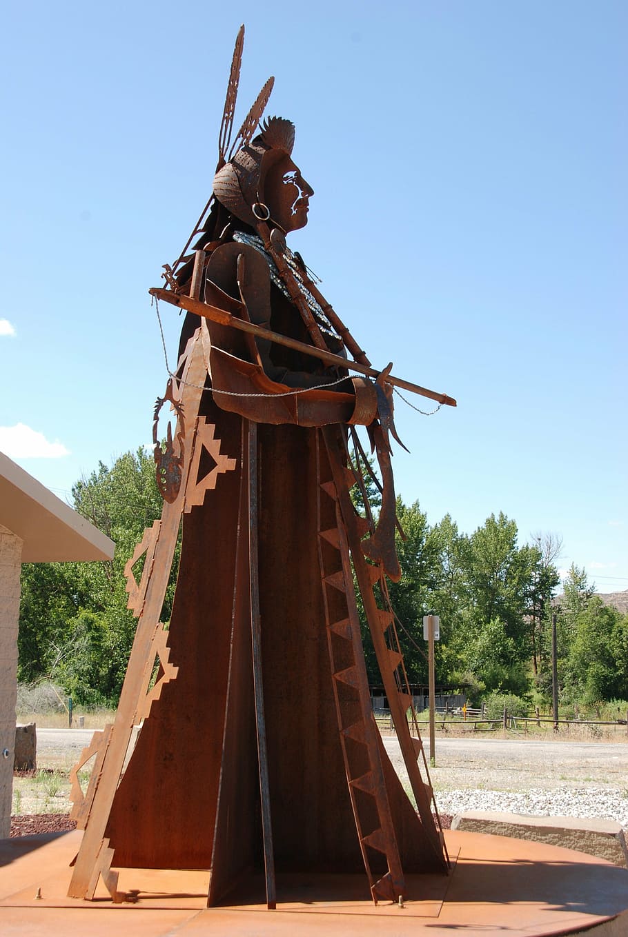 rust, rust color, native american, chief joseph, statue, metal, washington state, north america, sky, nature