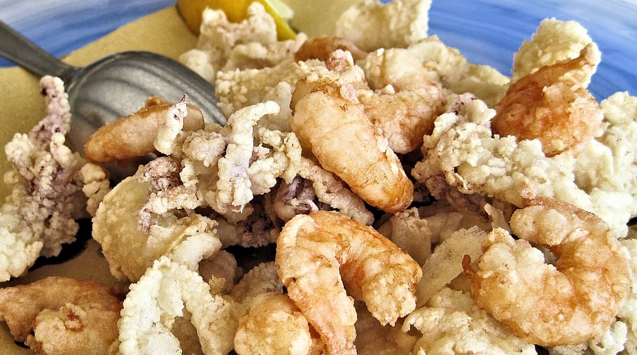 fried shrimp, calamari, shrimp, octopus, deep fried, salted, sea food, food, food and drink, healthy eating
