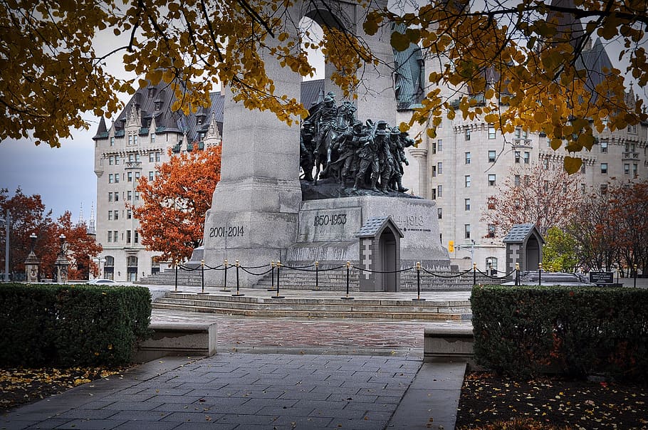 tomb of the unknown soldier, ottawa, national war memorial, grave, architecture, plant, tree, built structure, building exterior, nature
