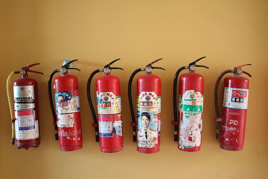 fire extinguisher, security, red, sure, delete, fire, fire protection, protection, indoors, studio shot
