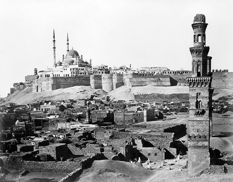 Cairo Citadel, Egypt, cairo, citadel, photos, public domain, vintage, black And White, history, famous Place