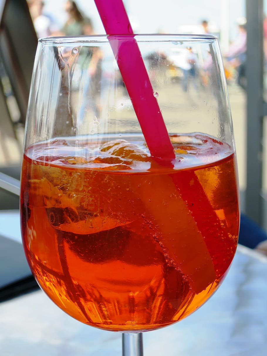 drink, aperol spritz, cocktail, fruity, aperol, refreshment, food and drink, glass, alcohol, focus on foreground