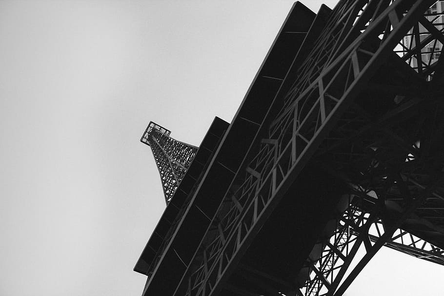 black, white, eiffel tower france, Eiffel Tower, France, eiffel, tower, travel, architecture, famous Place