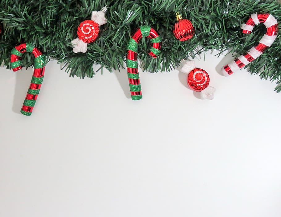 bastones de caramelo, frutas, decorado, raglán de navidad, bastón de caramelo, guirnalda, feriado, navidad, decoración, verde