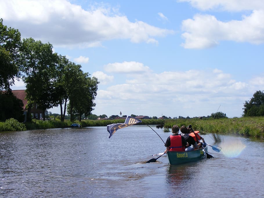 paddle tour, canoeing, east frisia, fun, boot, leisure, river, nautical Vessel, people, water
