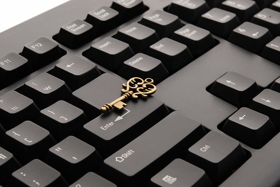 esqueleto de bronze, chave, teclado, sucesso, on-line, computador, o negócio, computador Teclado, tecnologia, chave de computador