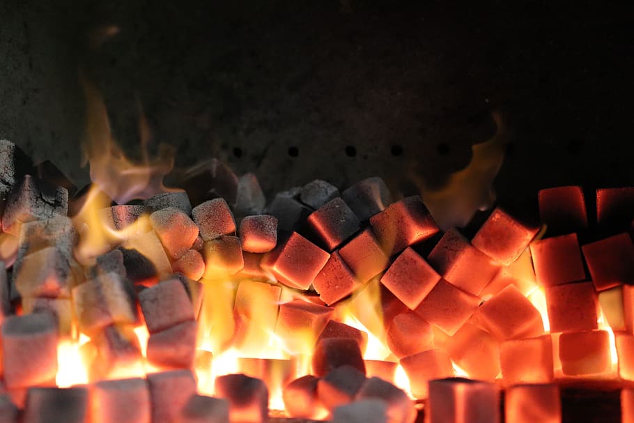 fire, carbon, glow, flame, burn, barbecue, grill, hot, campfire, fireplace