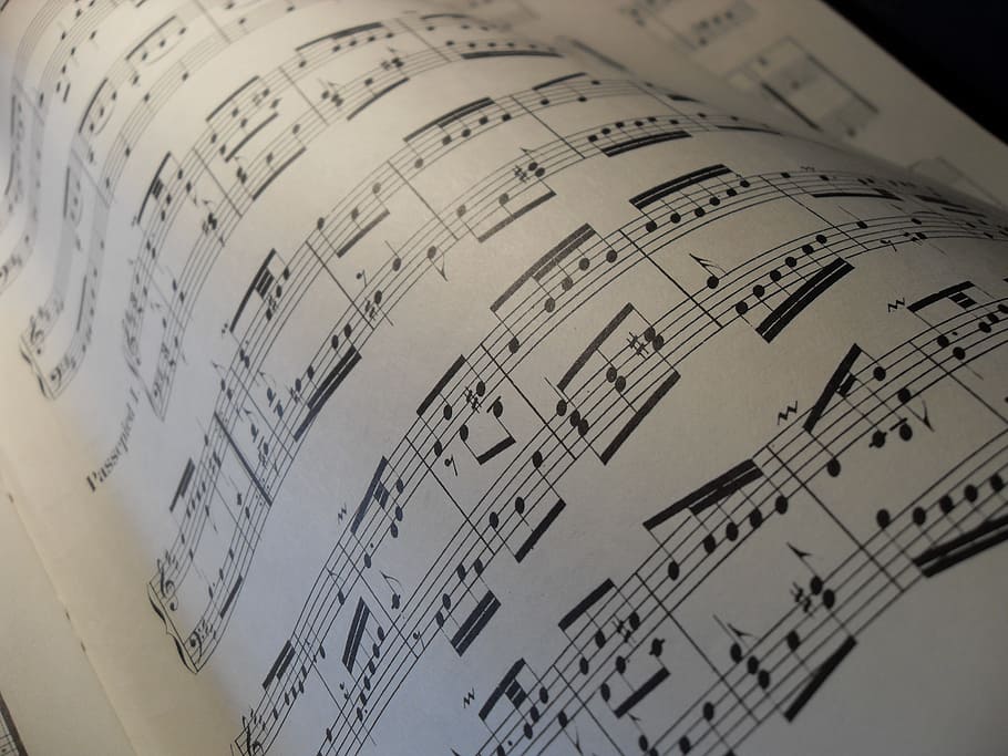 black, white, music note sheet, music, classical, piano, piano score, score, sheet Music, musical Note