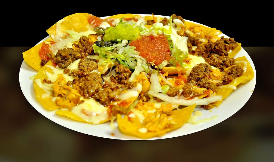 fotografia, cozinhado, comida, prato, mexicano, bolo de carne, comida mexicana, abacate, nachos, tortilhas