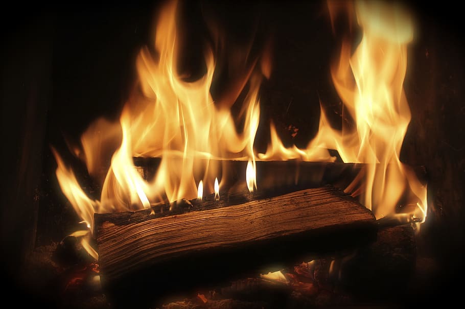 燃えている木, 火, wood, 燃焼, 熱, 燃えている途中の木, 火花, 暖炉, き火, キャンプ