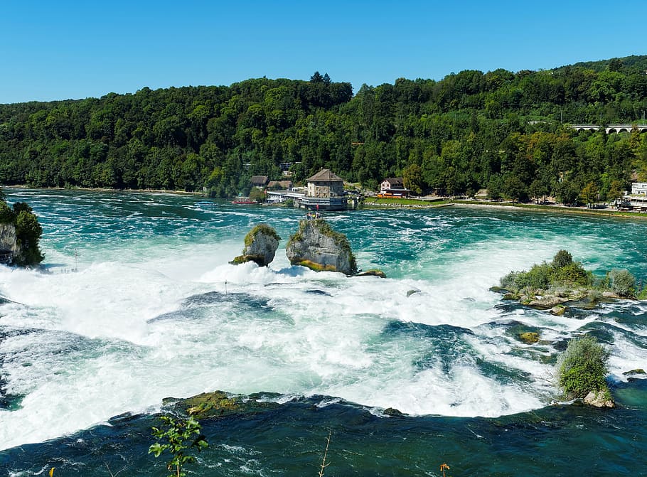 time-lapse photography, water waves, hammering, rock, river, water courses, falls, rapids, cascades, rhine