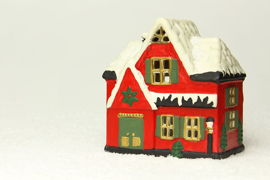 casa, nieve, invernal, nevado, cerámica, invierno, frío, blanco, navidad, edificio