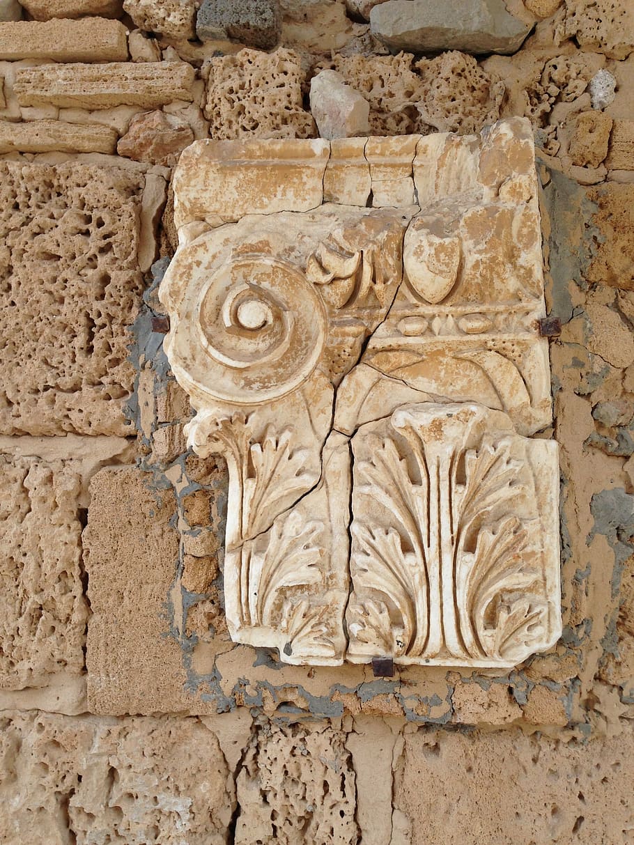 tunisia, ornament, stone, thread, ancient rome, antonin baths, architecture, stone Material, history, carving - Craft Product