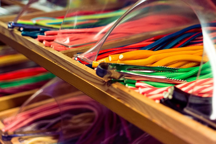 tongkat permen manis, tongkat, permen, warna-warni, manis, multi-warna, peralatan, kabel, listrik, teknologi