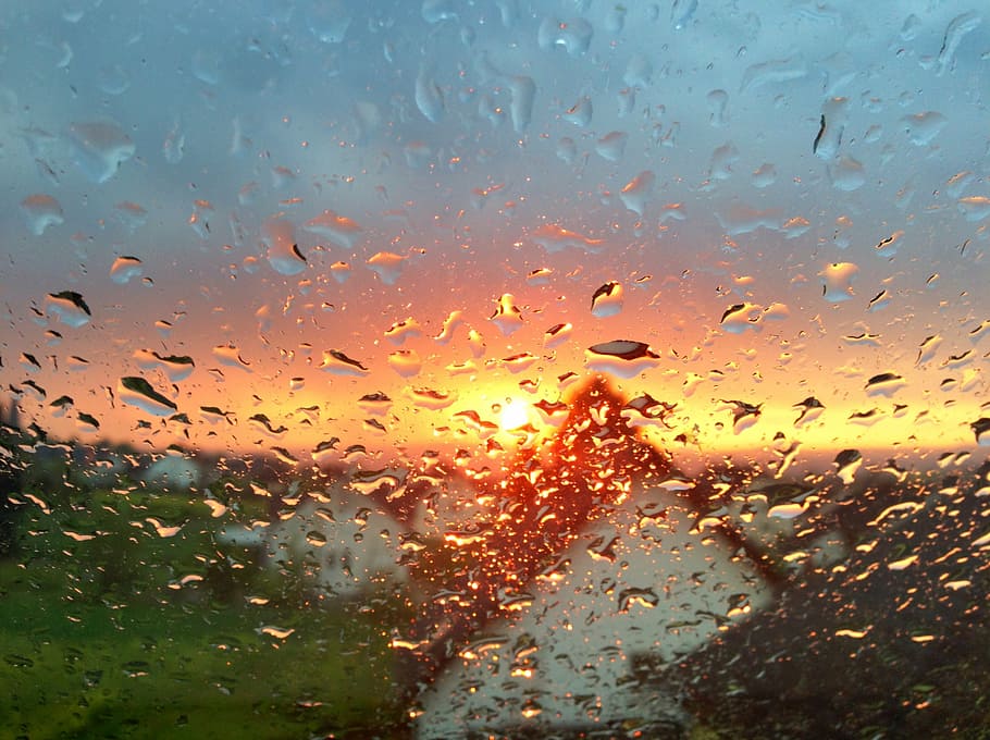 gotas de lluvia, ventana, condensación, gotas, vidrio, líquido, reflejo, amanecer, transparente, soltar