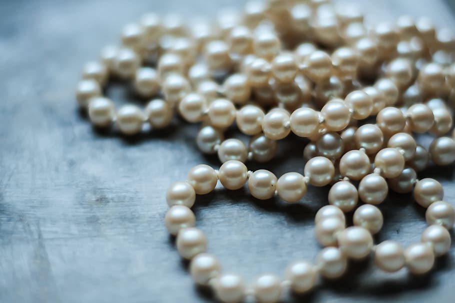 fotografi close-up, Pearl, Chaplet, Beads, White, mother of pearl, vintage, old, barang antik, ornamen