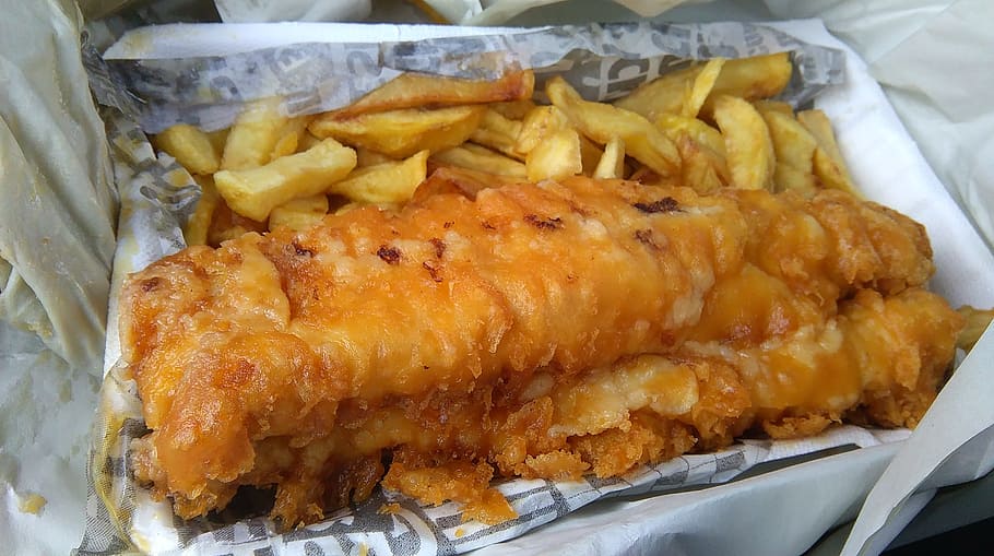fry food, potato fries, Fish And Chips, Fast Food, Cod, food, british, fish, dinner, delicious