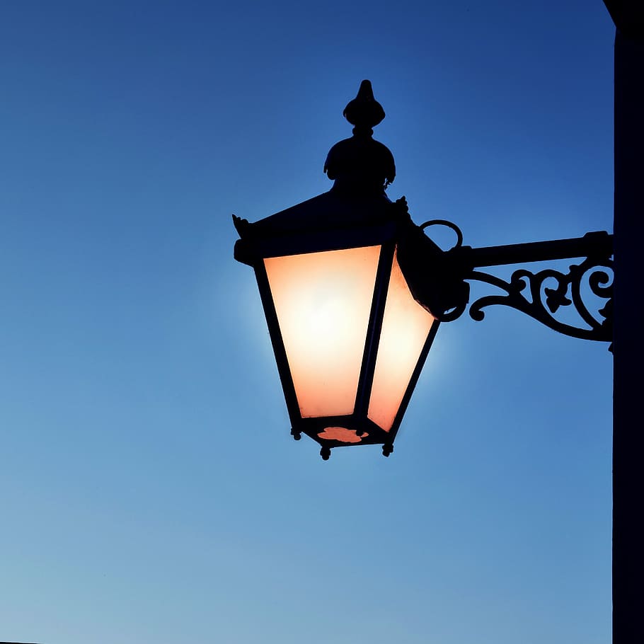 lamp, lampost, light, street, old, vintage, lantern, electricity, electric, streetlight