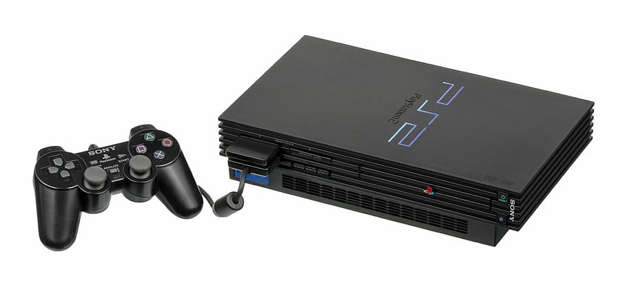 black, sony ps 2, ps2, console, game controller, video game console, video game, play, toy, computer game