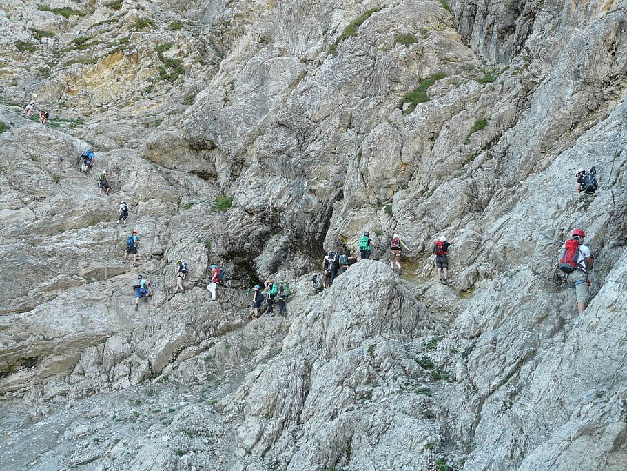 Escalada, Klettersteig, Climb, salewa klettersteig, jam, alpinista, escalador, lleno de gente, iseler, aventura