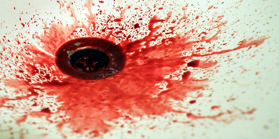blood, white, ceramic, sink, spatter, the stain, red, hand basin, the wound, the damage