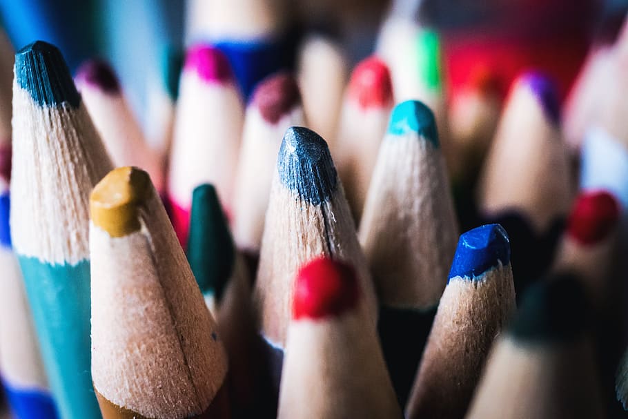 tembakan, pensil warna seni, Closeup, warna, seni, pensil, berbagai, bisnis, perancang, pendidikan