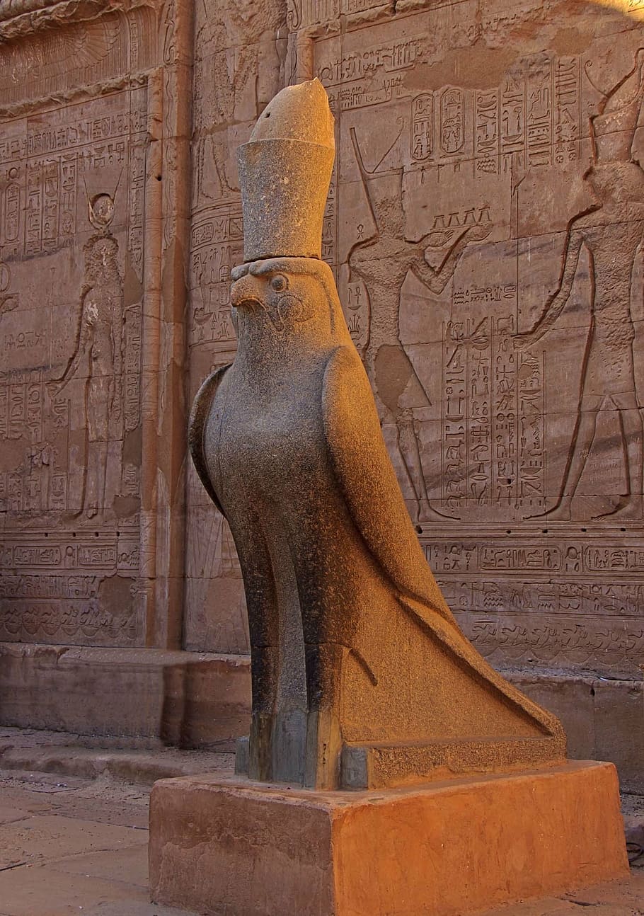 brown eagle statue, egypt, horus, tourism, pharaoh, ancient, sculpture, art and craft, architecture, representation
