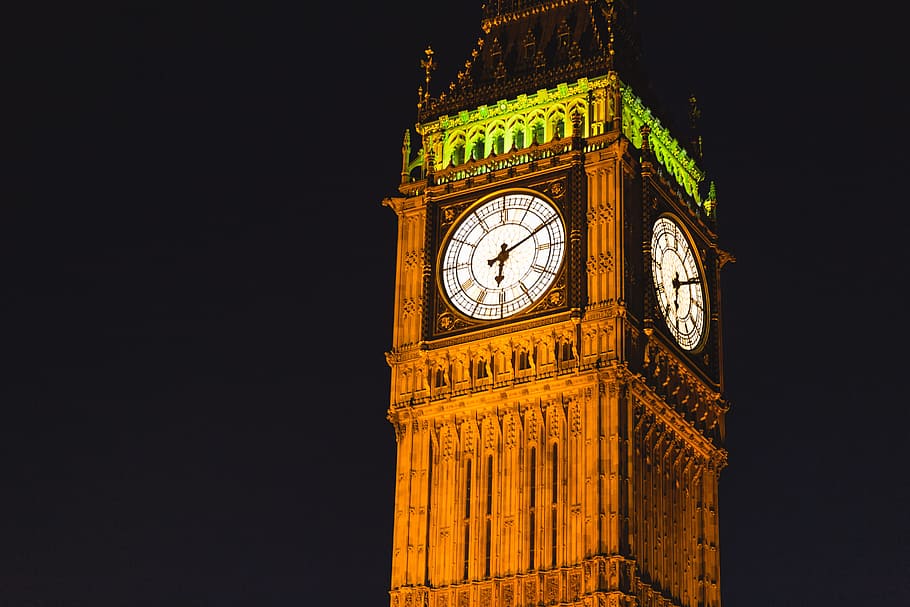 grande, ben, noche, Big Ben, en la noche, londres, viaje, londres - inglaterra, reloj, casas del parlamento - londres