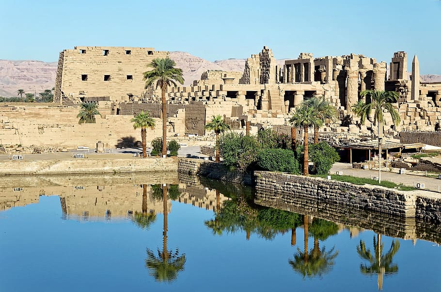 エジプト, ルクソール, カルナック神殿, 建築, 旅行, 水域, 都市, 古い, 考古学, 文化