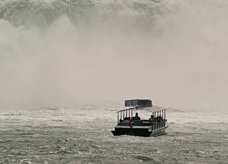 Rhine Falls, Schaffhausen, Water, Wall, water wall, spray, agitated, flow, excursion boat, translate