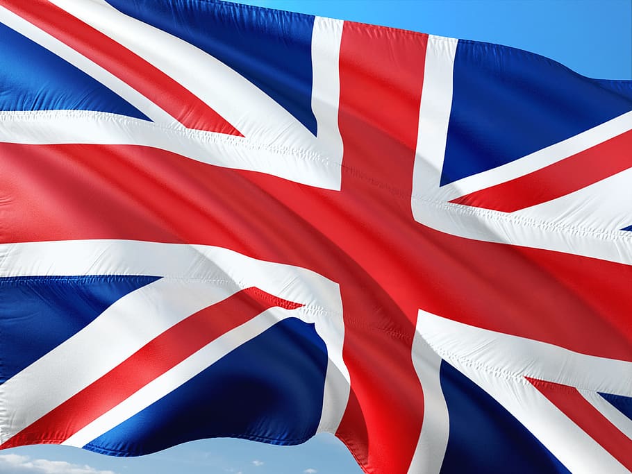 international, flag, great britain, patriotism, blue, striped, red, white color, full frame, waving