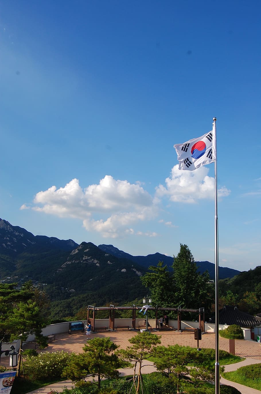 palgakjeong, seul, julia roberts, montanha bukhansan, montanha, céu, patriotismo, bandeira, meio ambiente, nuvem - céu