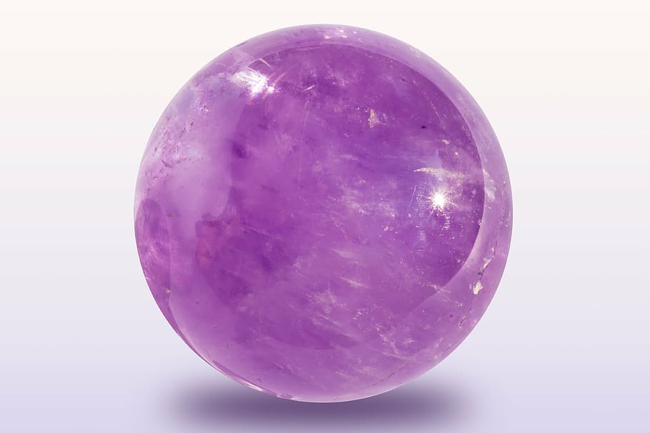 ronda, púrpura, juguete de mármol, amatista, bola, violeta, cuarzo, transparente, gema, mineral