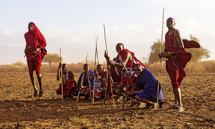 kenia, guerreros masai, amboseli, áfrica, humano, massai, grupo de personas, personas reales, cielo, hombres