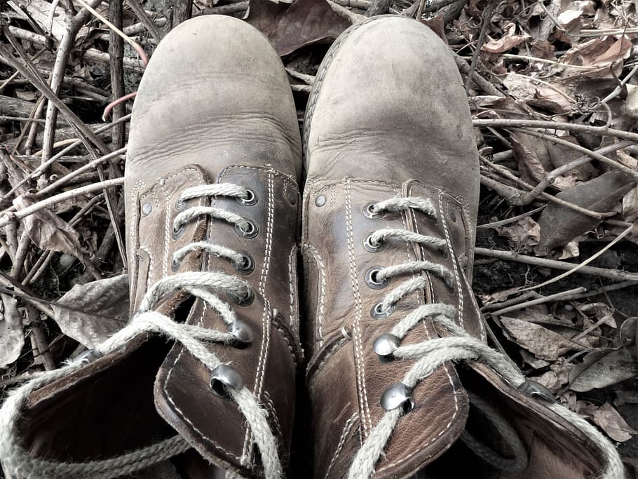 Boots, Shoe, Old, Hiking, Shoes, worn, hiking shoes, fashion, close-up, day