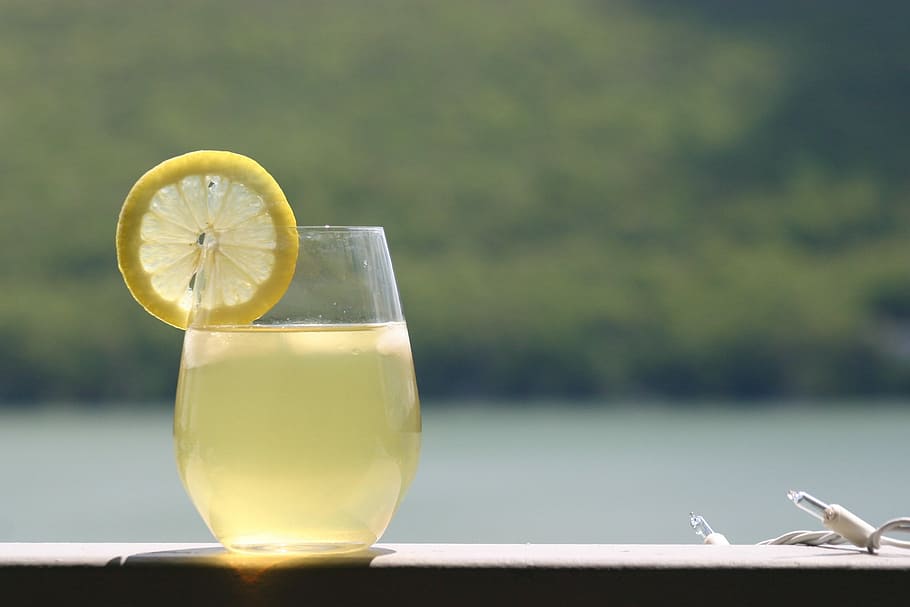 drinking glass, filled, lemon juice, drinking, glass filled, beverage, summer drink, drink, glass, cocktail