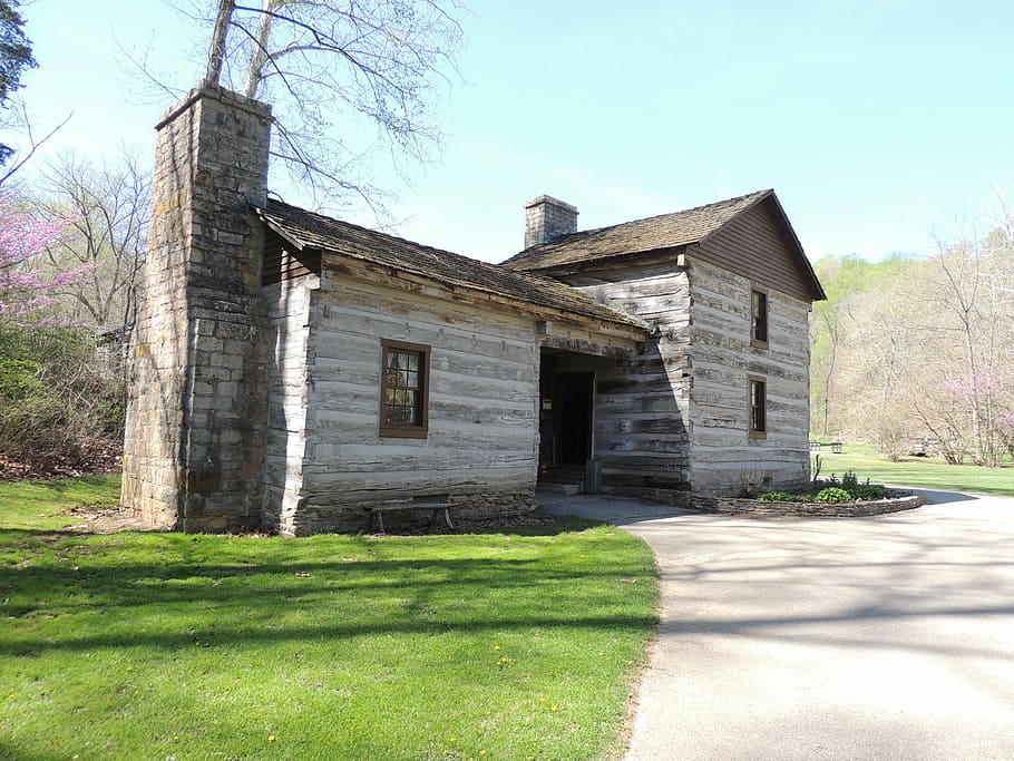 pioneer, cabin, log, home, house, rustic, old, log cabin, wood, historical