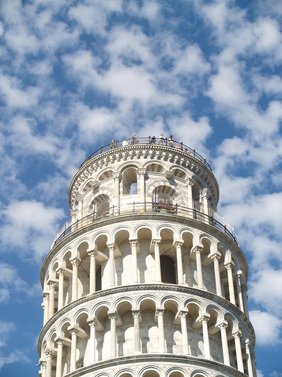 白いコンクリートの記念碑, イタリア, ピサ, タワー, 空, モニュメント, 建物イタリア, 建築, トスカーナ, ピサの斜塔