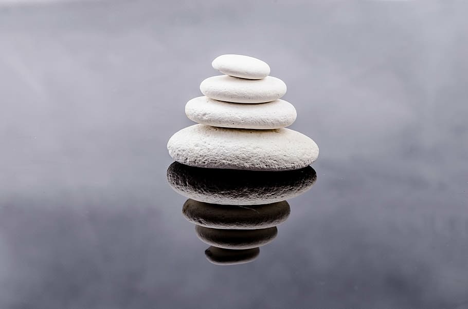 empat batu putih, batu, zen, putih, spa, alternatif, close-up, kerikil, terisolasi, alami