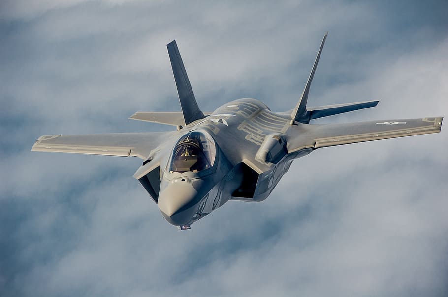 fotografía de lapso de tiempo, avión jet, militar, jet, vuelo, F-35, jet militar, caza, avión, lightning ii