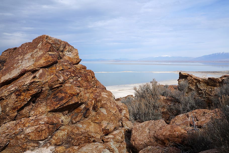 Great Salt Lake, Antelope Island, Utah, antelope island, utah, united states, nature, sky, rock - object, scenics, sea