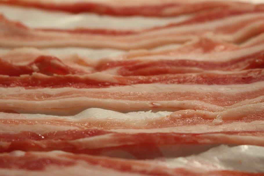 bacon, sliced, Bacon, Sliced, backgrounds, food and drink, food, full frame, close-up, meat, freshness