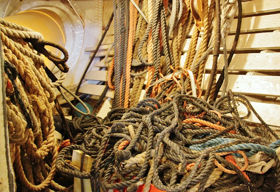 pile of ropes, ropes, rope, cordage, dew, tross, fixing, knot, woven, close