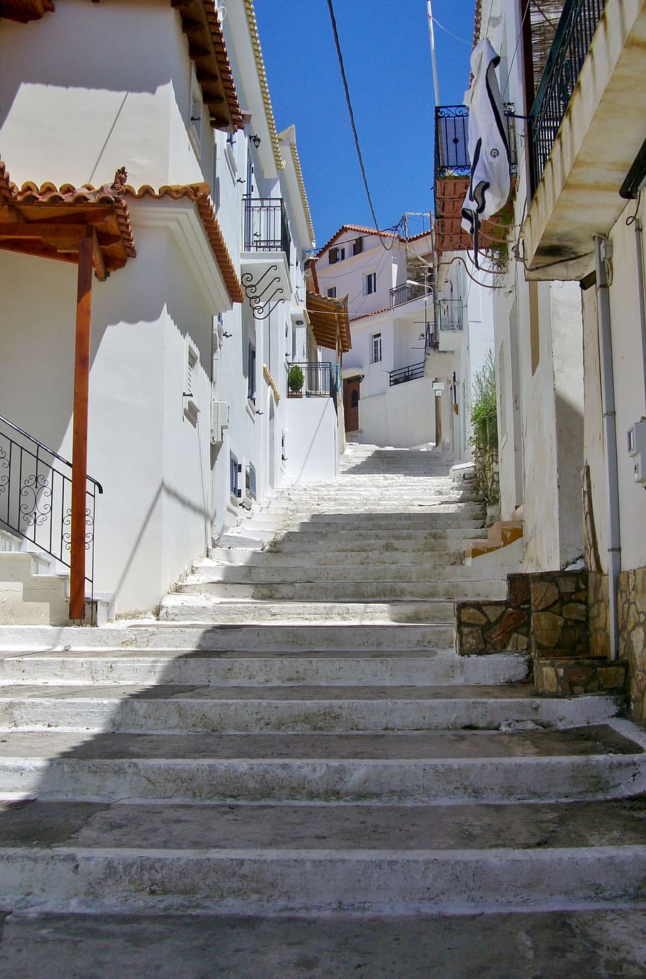 Alley, Pilos, Peloponnese, staircase, architecture, steps, house, street, cultures, greece
