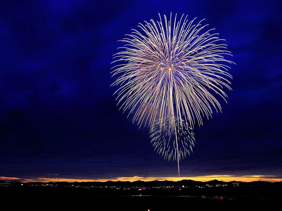 fogos de artifício, férias, celebração, comemorar, explosão, ano, novo, feliz, evento, festival