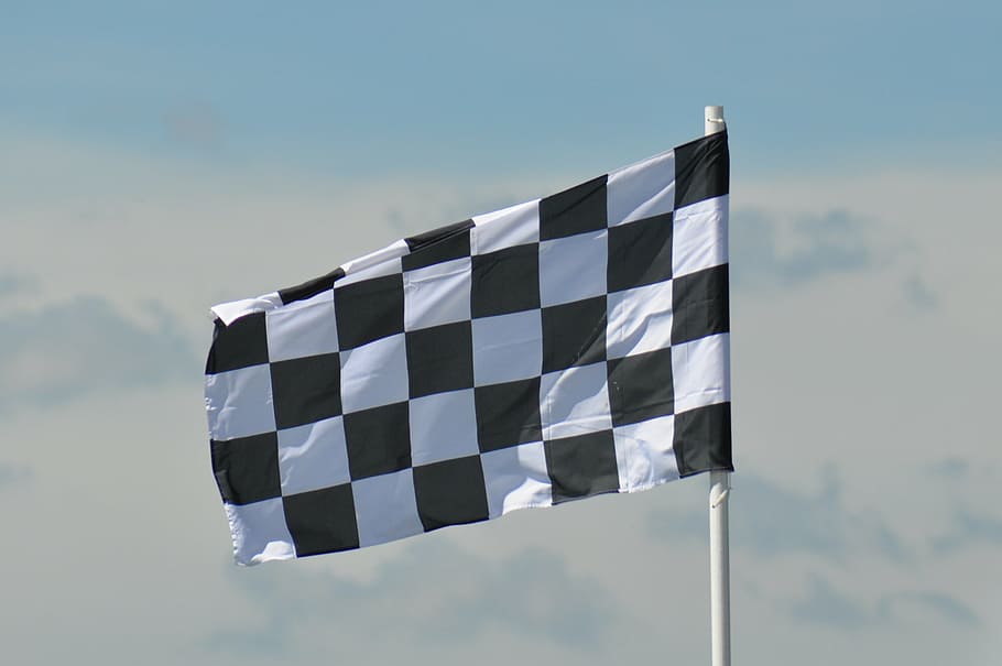 white, black, checked, flag, racing, grand prix, car, racing flag, race, checkered