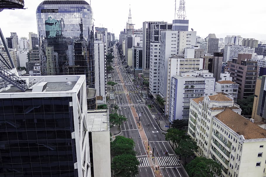 avenida paulista, perkotaan, kota, so paulo, bangunan, brasil, jalan, lalu lintas, tubuh, pariwisata