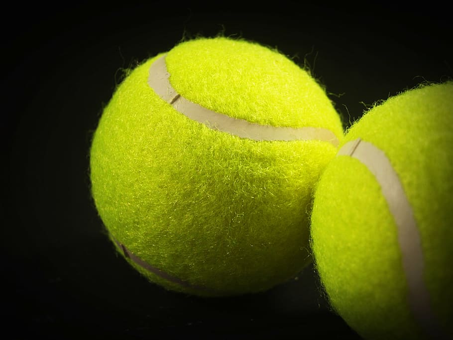 ball, racket, white, yellow, background, closeup, isolated, leisure, hairy, view