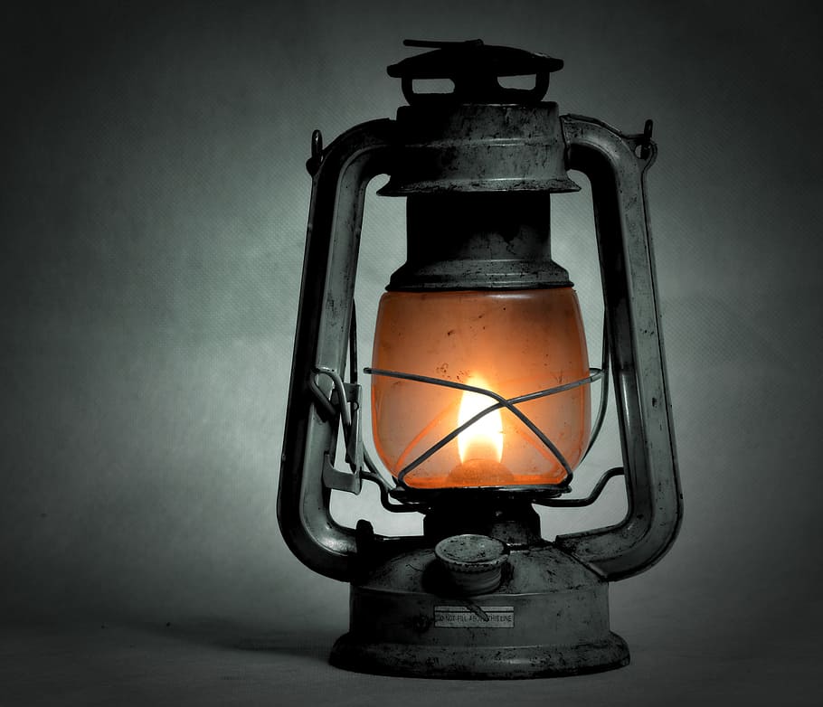 selectivo, fotografía, linterna de queroseno, lámpara de queroseno, antiguo, lámpara de repuesto, brillo, iluminación, estado de ánimo, luz dispersa